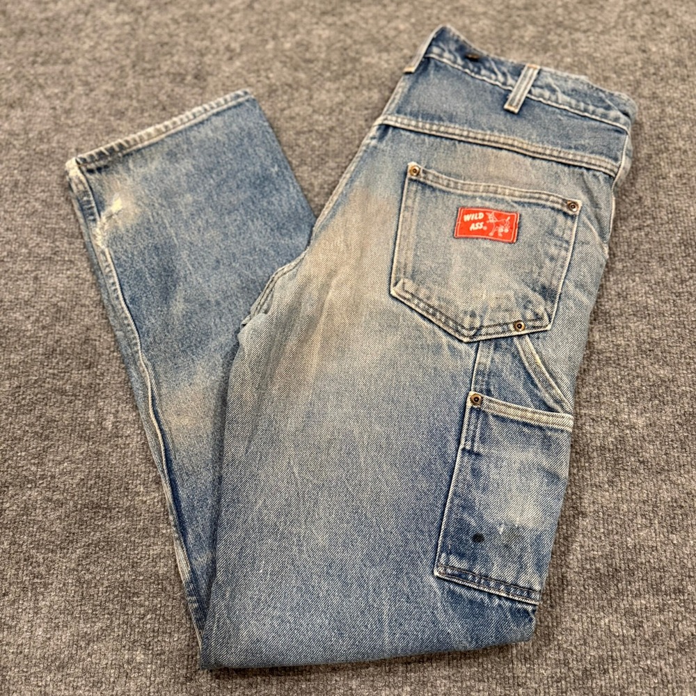 Vtg Wild Ass Double Knee Carpenter Blue Jeans 200DBL Made in USA 32x34 READ